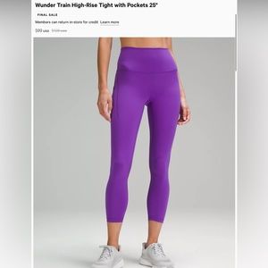 *NEW* Lululemon wunder train HR tight 25” pockets